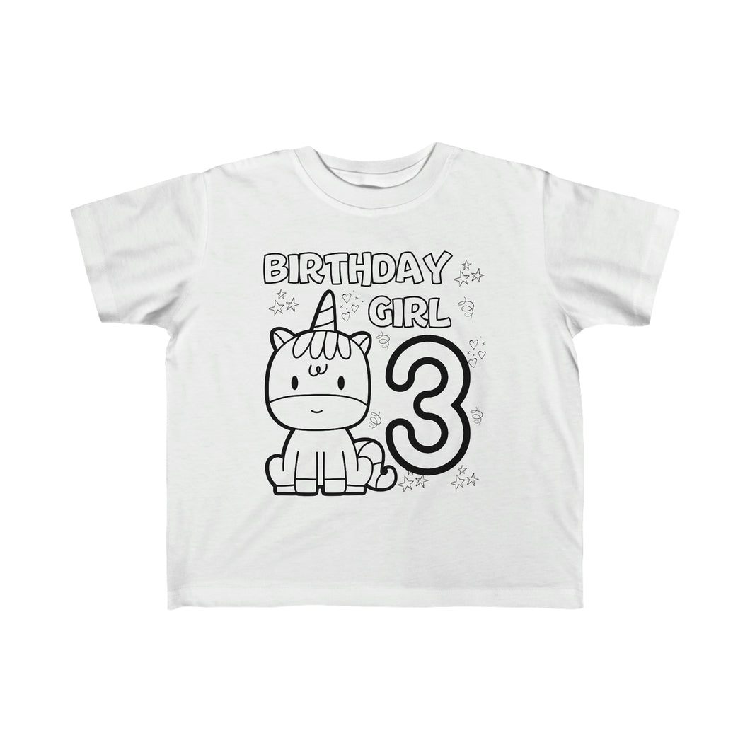Unicorn Color Me 3rd birthday shirt for Toddler 3 year old