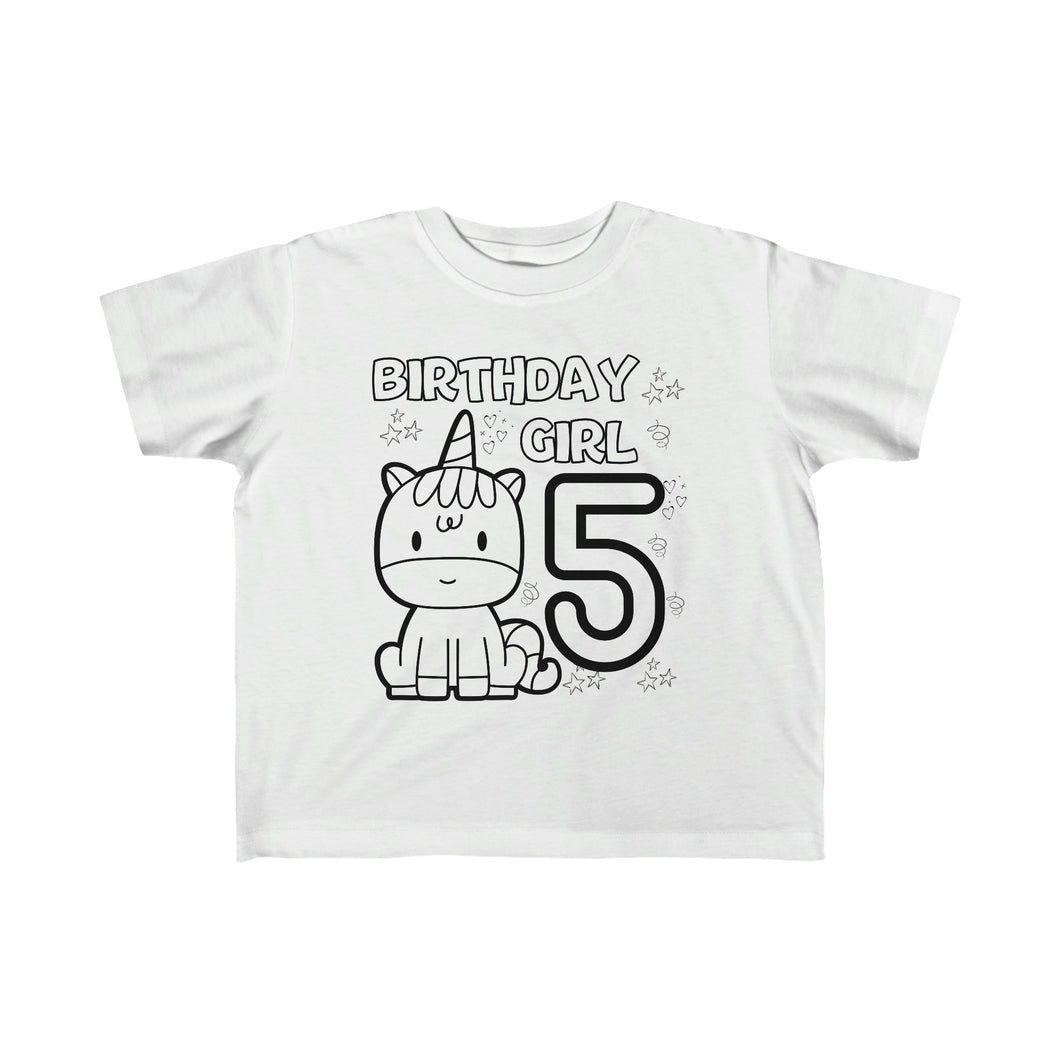 Unicorn Color Me 5th birthday shirt for Toddler 5 year old
