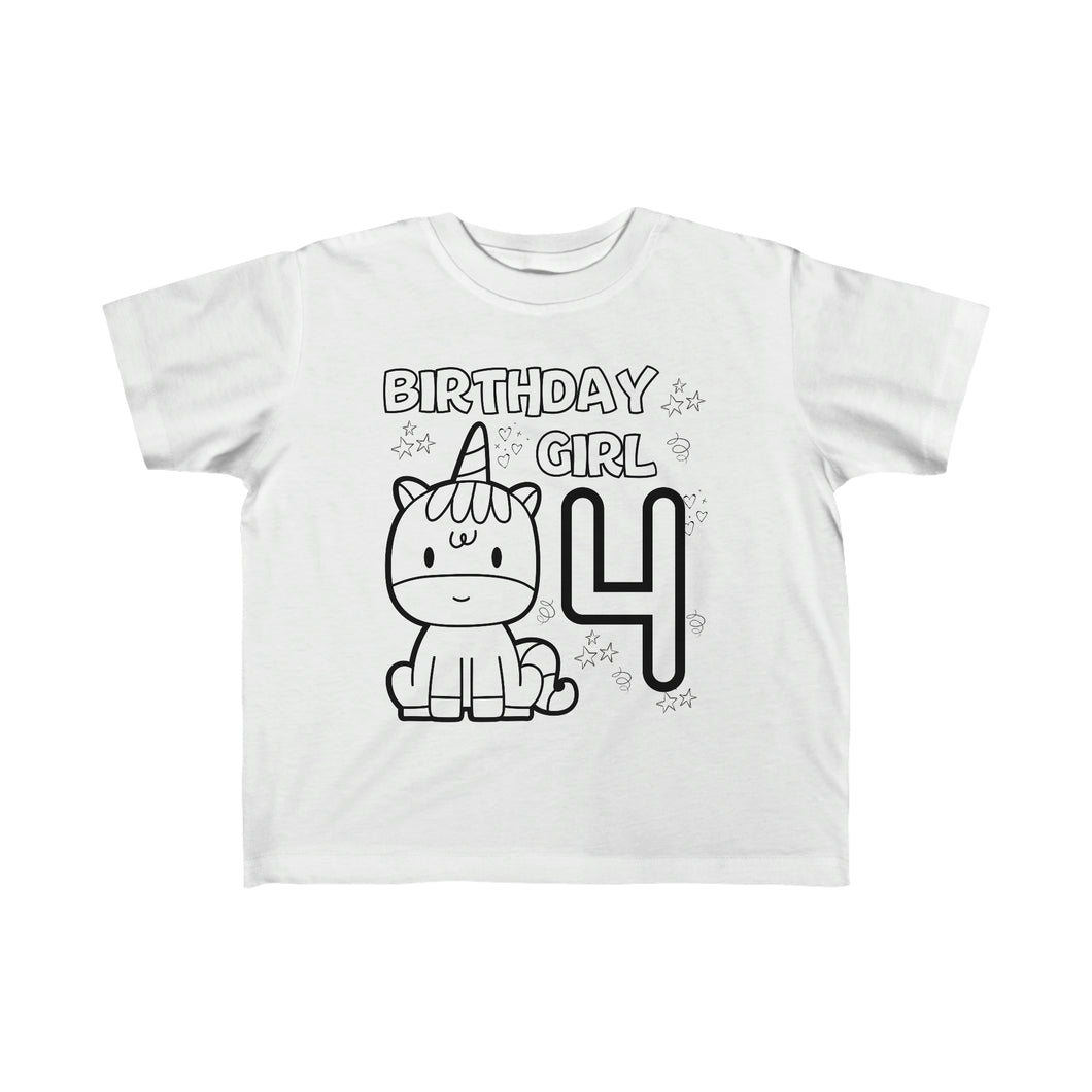 Unicorn Color Me 4th birthday shirt for Toddler 4 year old