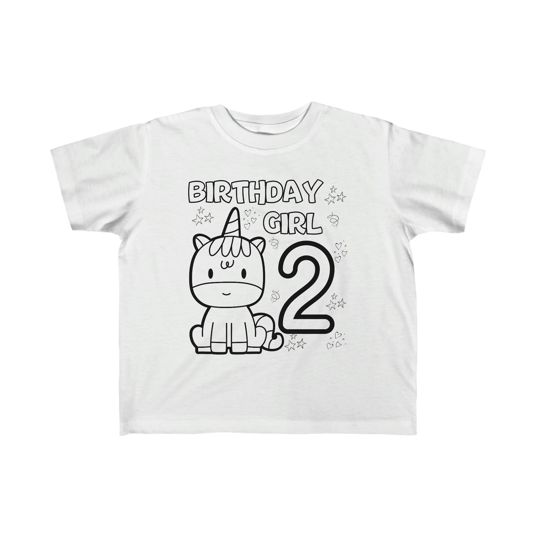 Unicorn Color Me 2nd birthday shirt for Toddler 2 year old